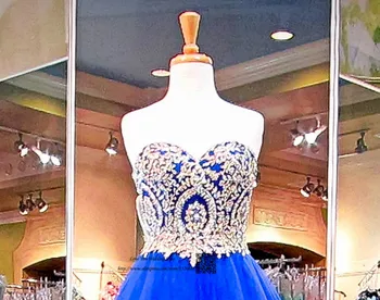 Pieticīga, Royal Blue Zelta Mežģīnes Lēti Quinceanera Kleitas Bumbu Kleita Plus Izmērs Balles Kleitu 2017 Vestidos de Cidoniju Anos Izlaidums