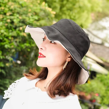 Pilnīgi Jaunas Cepures Sievietēm Dubultā sānu nēsā Spaini Cepures Sieviešu Streamer Saule Klp Lielu Malām Sunbonnet Fedoras Vasaras Pludmales Cepure