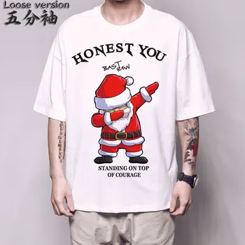 Priecīgus Ziemassvētkus Santa Claus T Krekls Santa Tēvs Smieklīgi T-Krekls Lasījumā, uz Skursteņa Hipster Dizains Pusi Piedurknēm Tee