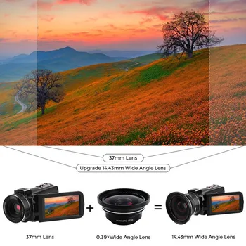 Profesionālās 37mm Makro+72mm Platleņķa Objektīvs 0.39 X Full HD (4K Videokamera