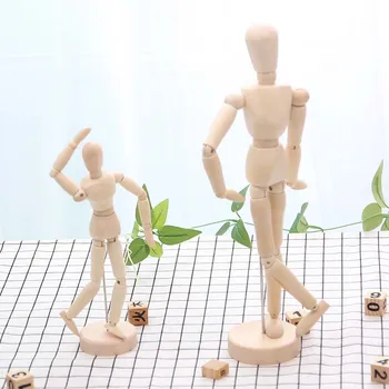Radošas Koka Rotājumi Lelle Kopīgu Rokās Dzīvojamā Istaba Office Desktop Rotājumi Mākslas Modelis Bērnu Izlūkošanas Attīstīt Rotaļlietas