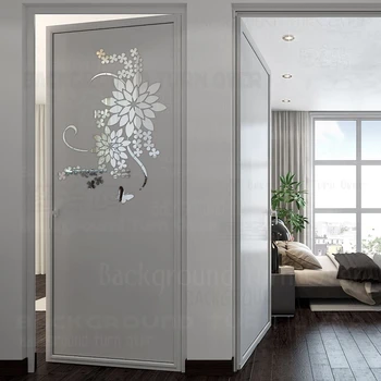 Radošā DIY 3d pansy lielu ziedu sienas uzlīmes akrila dekoratīvais spoguļa uzlīmes, lai dzīvojamā istaba guļamistaba dekori sienas sienas R066