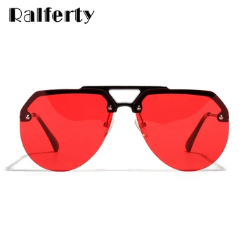 Ralferty Vintage, Saulesbrilles Sieviešu 2019 Lielgabarīta Caurspīdīgs Sarkans Saules Brilles Sieviete bez apmales Toņos UV400 lunette femme W181205