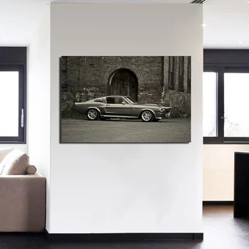 Retro Vintage Ford Mustang Shelby GT500 Muskuļu Auto Plakātu Sienas Gleznojums, Sienas, Mākslu, viesistaba, Mājas Dekoru (Bez Rāmja)