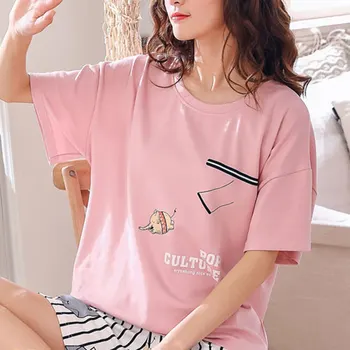 Sexy Cute Sleepwear 2GAB Pidžamas Komplekts Sieviešu T Krekls Un Šorti Drukāt Naktsveļu Zaudēt Intīmas Apakšveļa, Pidžamas Homewear