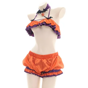 Sexy Disfraz Halloween Kostīmu Anime Drēbes Govs Cosplay par Sieviešu Lomu spēles Bikini Erotiska Ķirbju Gudrs Apakšveļa Kawaii Apģērbs