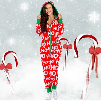 Sievietēm Ziemassvētku Pidžamu Kombinezonus Ar Garām Piedurknēm Hoodies Ziemassvētku Drukāt Rudenī Homewear Ziemas Miega Pidžamas Apģērbi Sievietēm Tracksuit
