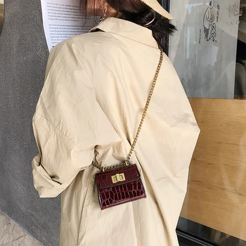 Sieviešu Nelielu Akmens modelis Mini Crossbody somas 2020 Kvalitātes PU Ādas Dāmas Ķēdes Dizaineru Somas Bloķēšanas Plecu Messenger Bag