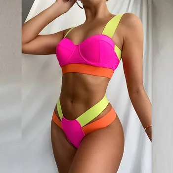 Sieviešu Sexy Zems Viduklis Peldvietā Valkāt Ir 2021. Elegants, Krāsains, Raibs Bikini Peldkostīmi Vasaras Modes Dāmas Bikini Peldkostīmi