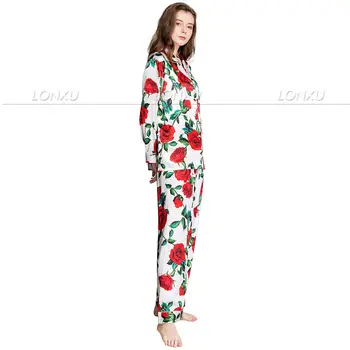Sieviešu Zīda Satīna Pidžamas Komplekts Pidžamas Pidžamas Komplekts Sleepwear Loungewear XS, S , M, L, XL, 2XL, 3XL