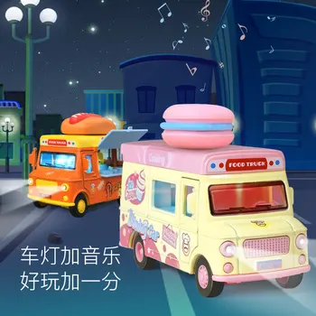 Simulācijas sakausējuma auto modelis Q versija fast food truck Bērnu rotaļu autobusu Kognitīvās mācīšanās Dzimšanas dienas dāvana