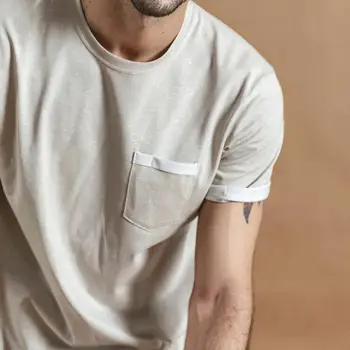 SIMWOOD 2020. gada vasarā jaunu Daudzslāņu krūšu kabata t-krekls vīriešiem Melange īsām piedurknēm vintage modes tshirt kokvilnas topi 190431