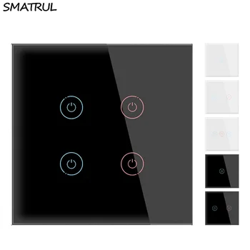 SMATRUL Smart Wireless Touch Switch Controler Mājas Sienas Gaismu Nav Neitrālo Vadu jāveic 1 2 3 4Gang 1Way ES Varu 110V, 220V AC