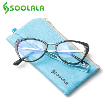 SOOLALA Cat Eye Presbyopic Anti Zilā Gaisma Lasīšanas Brilles Cateye Lasītājs, Lasīšanas Brilles ar Dioptriju +0.5 0.75 1.0 1.25 līdz 5.0