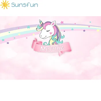 Sunsfun 7x5ft Zvaigznes Unicorn Ziedi Meitene Happy Birthday Fons, Oriģināls Dizains, Photocall Baptistu Baby Dušas Fona