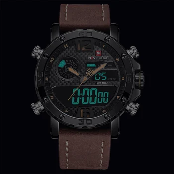 Sākotnējā NAVIFORCE Dual Kvarca Displejs Digitālā Vīriešu Pulksteņi Zīmola Militāro Vīriešiem, LED Digitālais rokas Pulkstenis Ūdensizturīgs Vīriešu Pulkstenis