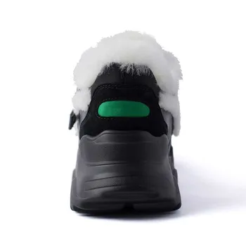 TAOFFEN Lielums 35-42 Nekustamā Ādas Sieviešu Čības Modes Ziemas Siltā Kažokādu Potītes Boot Platforma Pārrobežu Siksniņu Kurpes Sieviete Apavi