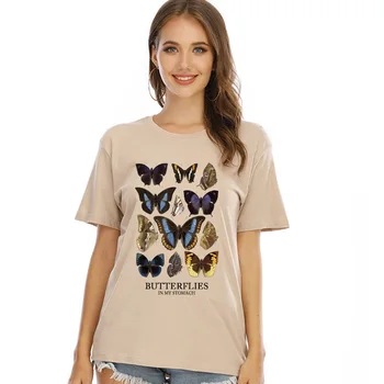 Tauriņš Estētisko T Krekls Tauriņi Manā Vēderā Grafiskais Tee Harajuku Hipster Cute Ziedu Butterfly Sieviešu Ikdienas T-krekls