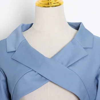 TWOTWINSTYLE Drukāt Backless Žakete Sievietēm Robots Apkakles Pusē Piedurknēm, Elegants Īsi Topi Sieviešu Modes Apģērbu 2020. Gadam Summe