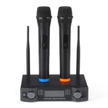 UHF Bezvadu Mikrofonu Sistēma Dinamiskā 2 Kanālu 2 Rokas Karaoke Cardioid Mikrofons Profesionālās
