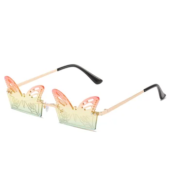 Unikālas Modes bez apmales Tauriņš Modelis Saulesbrilles Sieviešu Luksusa Dizaineru, Saules Brilles Sieviešu Tendence Bezrāmju Brilles UV400