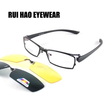 Unisex Rāmji, Brilles Vīrieši Pilnībā bez apmales Dizainu Optisko Briļļu Rāmis Sievietēm 2GAB Klipu Saulesbrilles Dzeltenā Nakts Redzamības Brilles