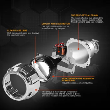 Universāla 2.5 Collas WST Mini Lukturu Projektoru Len H4, H7 Ligzda DIY Retrofit Lukturi Motociklu High Low Beam Izmantot H1 Spuldzes, HID