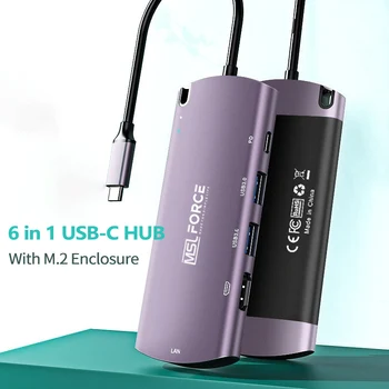 USB-C Hub ar m.2 sepa tiešā debeta maksājumu Kameras USB 3.0, HDMI centrmezgls, lai Mac air, MacBook Pro Tips-C SSD B-Atslēga NGFF 6Gbps HDD Gadījumā usb3.0 hdmi centrmezgls