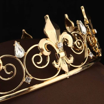 Vairumtirdzniecības gredzeni, zelta balli piederumi karalis mens vainaga kārtas royal zelta headpiece ar dimantiem
