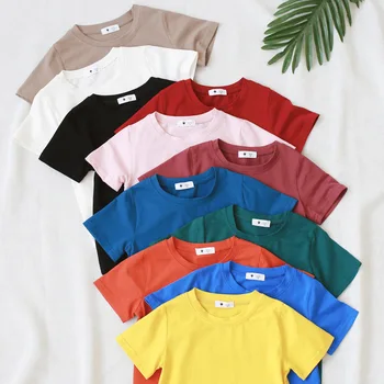 Vasaras Bērnu, Meiteņu T Krekls tīrtoņa Krāsu Gadījuma Bērnu T Krekls Zēniem ar Īsām Piedurknēm Bērnu Apģērbi 1-9Years BC418