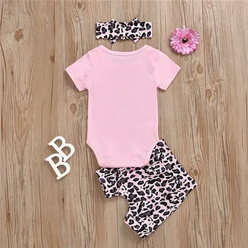 Vasaras Toddler Zīdaiņiem Un Bērniem, Bērnu Meitene Māsa Atbilstošas Drēbes Ar Īsām Piedurknēm T-Krekls/Bodysuit Top+Leopard Loku Svārki /Bikses Apģērbs