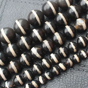 Vintage Tibetas Black oneline modelis Dzi Agate 6-14mm Apaļas pērles nozīmē ,ka, Rotaslietu izgatavošana, var sajauc vairumtirdzniecības!
