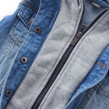 Vīriešu bērnu pavasara visa mača džinsa veste 2018 bērnu apģērbs bērnu baby gadījuma džinsa veste ar kapuci