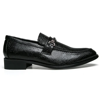 Vīriešu čūskas ādas atdzist platformas oxfords lakādas kurpes vīriešu apavi kāzu modes slavens dizainers brogue kurpes vīriešiem