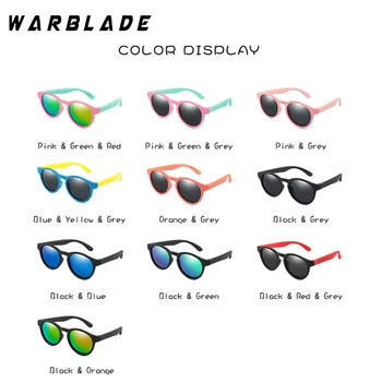 WarBLade Krāsains Elastīgu Bērniem Polarizētās Saulesbrilles Zēniem, Meitenēm, Apaļas, Saules Brilles Bērnu Baby Briļļu Silikona Brilles UV400
