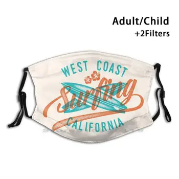 West Coast Sērfošanu Kalifornijas Drukāt Atkārtoti Lietojamā Maska Pm2.5 Filtru Sejas Maska Bērniem Sērfošanu Kalifornijas Cali Socal Sērfot West Coast