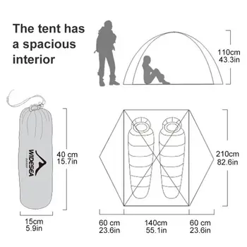 Widesea Kempinga Telts Ceļojumu Ūdensizturīgs Tūristu Telts 2 Personu Ziemas Telts Dubultā Slāņa Lapene Āra Backpacking Telts