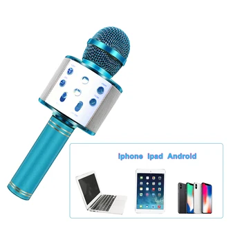 WS858 Mikrofonu Bluetooth Bezvadu Usb Mikrofonu Bezvadu Ws858 Ar Balsteni Audio Karaoke Dziedāšana Mūzikas Mājas Studijā