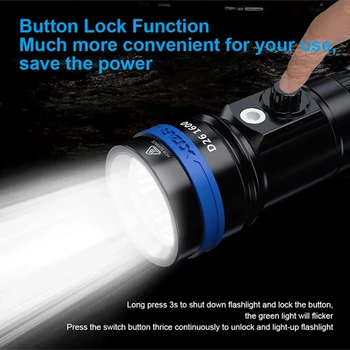 XTAR D26 1600lm LED gaismas Ūdensizturīgs IPX8 Niršanas Lukturīti Max Attālums 432M 4 Pārslēgtu Režīmus 100Meter Dziļums Daivings Lukturīti