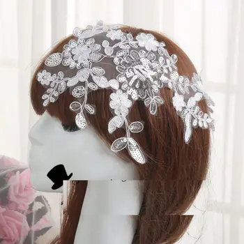 YACKALASI Līgavas Kāzu Appliqued Ziedu Mežģīnes Plāksteri Sequined Cepures 3D Izšūti Spogulis Pāriem Šūšanas Apdares Red 33cm*17cm