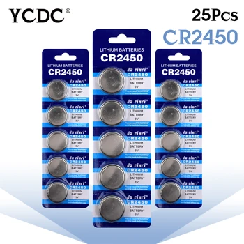 YCDC 25PCS Pogu 3 v Baterijas CR2450 CR 2450 ECR2450 KCR2450 5029LC LM2450 DL2450 BR2450 Litija Pogas Šūnu Monētas Bateriju