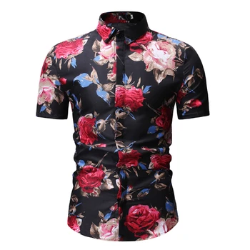 Ziedi Vīriešiem, Krekli Ar Īsām Piedurknēm Blūze Gadījuma Pludmales Krekls 2020. Gada Vasaras Drukāt Krekli Vīriešu Havaju Krekls Vīriešu Vasaras Krekls Melns