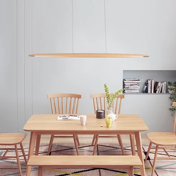 Ziemeļvalstu restorānu lustra wordline garā galda koka mākslas led vienkāršu dizainers minimālisma biroja tējas galda lampas