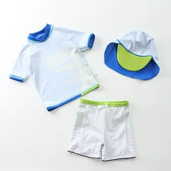 Zēns Divi Gabali Tērps, Peldkostīms 1-6 Gadu Bērni Īsām Piedurknēm UV Aizsardzību, Peldkostīmi 