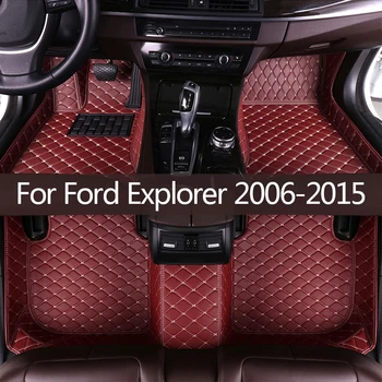 ādas Automašīnas grīdas paklāji Ford Explorer 2006-2011 2012 2013 Pasūtījuma auto pēdu Spilventiņi auto paklāju segums