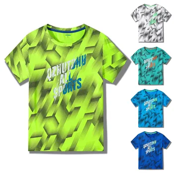 Ātri Žāvēšanas Zēnu Sporta Run T-Krekls Ar Īsām Piedurknēm Apģērbs Zēniem T Krekls Jaunu 2019. Gada Vasarā Bērni Topi, Pusaudžu, Bērnu Apģērbi