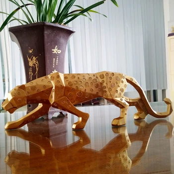 Ģeometrisko Zelta Leopard Skulptūru Statuja Mūsdienu Anotācija Leopard Sveķi Modeļa Amatniecības Rotājumi Mājās, Ofisa Bārs Apdare Dāvanu