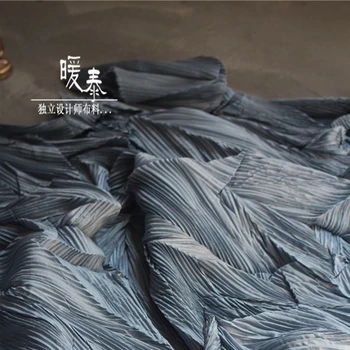 Žalūzijas Plisētās Auduma Retro Zilā Miyake Krokas DIY Raibs Mākslas Glezniecības Dekoru Drēbes Bikses Svārki Kleita Audumu Dizainers