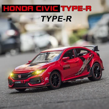 1:32 New Honda Civic TYPE-R Automašīnu, Cinka Sakausējums, Rotaļu Automašīnas Metāla Lējumiem Transportlīdzekļa Skaņas Vieglo Automobiļu Kolekciju Modelis Bērnu Rotaļlietas, Dāvanas