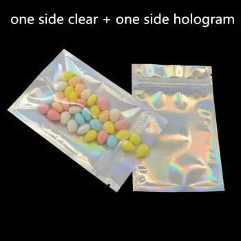 100gab Elegants Hologrammas Alumīnija Folijas Ziplock Soma Mazumtirdzniecības Kafijas Pupiņas Uzkodu Puses Dāvanu komplekts Soma Siltuma Aizzīmogotā Maisiņā